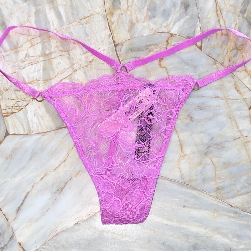 New VERY SEXY Panty Underwear Thong V-String Lace Mesh lilac pink purple medium‎